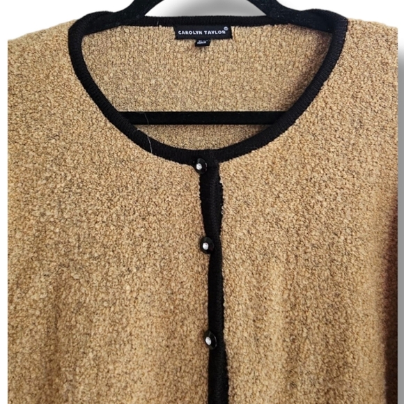 Carolyn Taylor Tan Knitted Button Down Cardigan Preppy Size XL - Picture 2 of 5